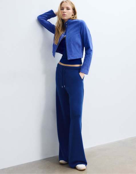 Stradivarius - Pantalon palazzo doux au toucher - Bleu électrique - view 1