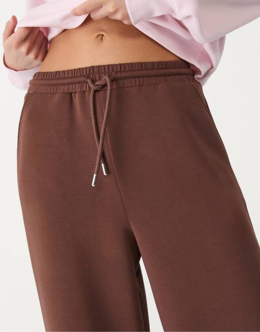 Stradivarius - Pantalon palazzo doux au toucher - Marron, 3 de 4