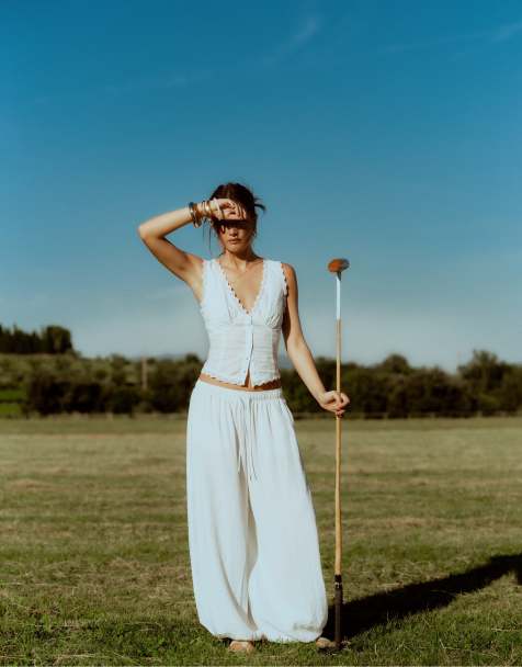 Stradivarius - Pantalon sarouel fluide - Écru - view 1