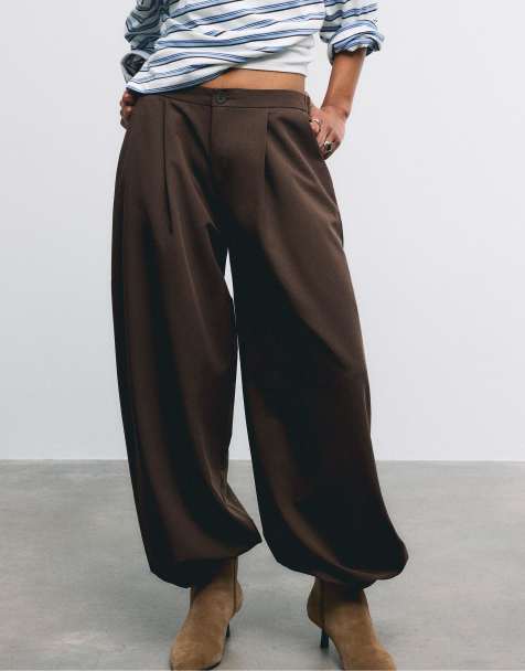 Stradivarius - Pantalon sarouel habillé - Marron - view 1