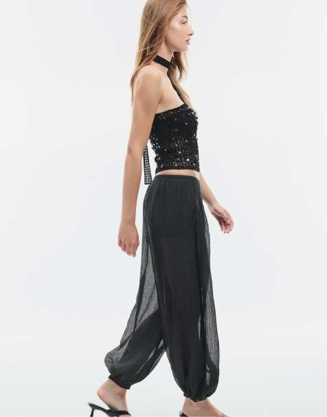 Stradivarius - Pantalon sarouel texturé - Noir - view 1