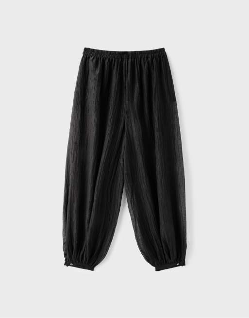 Stradivarius - Pantalon sarouel texturé - Noir, 7 de 7