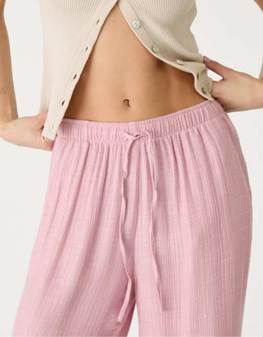 Stradivarius - Pantalon texturé - Rose pastel, 4 de 4