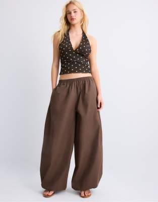 Pantalon volumineux en popeline - Marron M