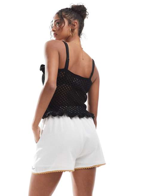 Stradivarius - Pantaloncini con stampa estiva ricamata in coordinato, 2 di 5