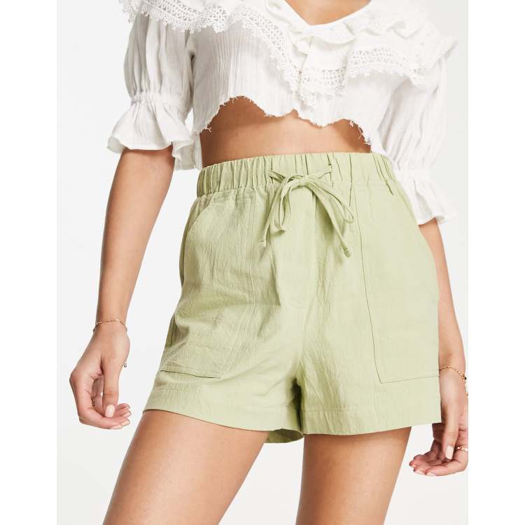 Stradivarius Pantaloncini da corsa effetto lino kaki ClassicfuncenterShops
