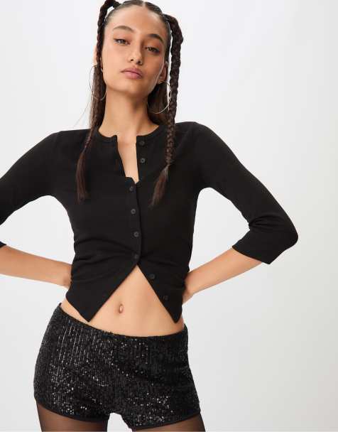 Stradivarius - Pantaloncini mini neri con paillettes - view 1