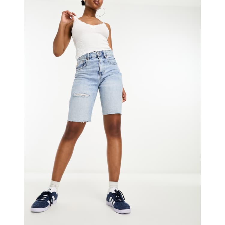 Stradivarius Pantaloncini taglio lungo in denim lavaggio vintage Cra wallonieShops