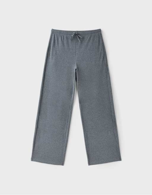 Stradivarius pantaloni a coste morbidi grigio scuro, 6 di 7