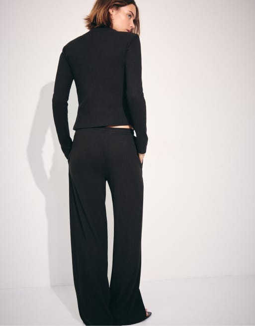 Stradivarius pantaloni a coste soft-touch neri, 3 di 7