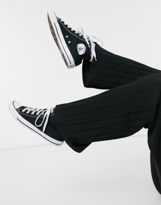Stradivarius - Pantaloni a fondo ampio in poliestere a coste neri - BLACK, 4 di 4