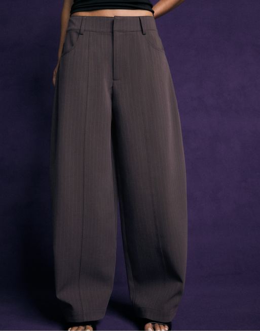 Stradivarius pantaloni barrel sartoriali viola, 2 di 7