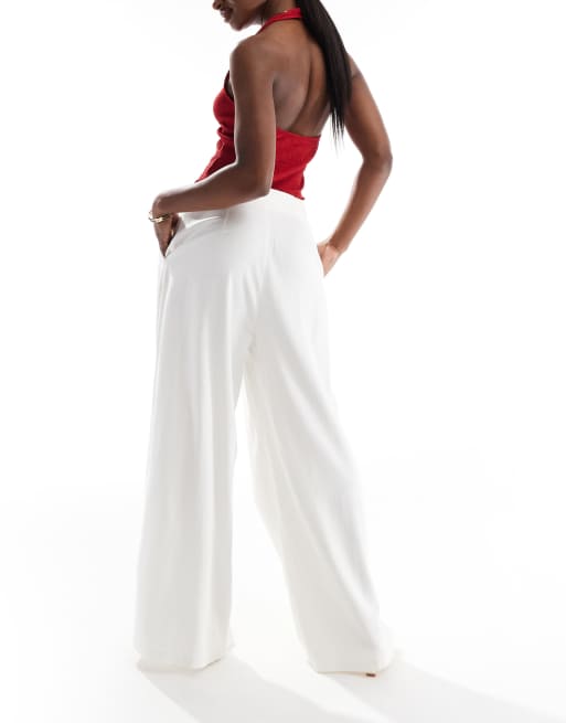 Stradivarius Pantaloni bianchi incrociati in vita ASOS