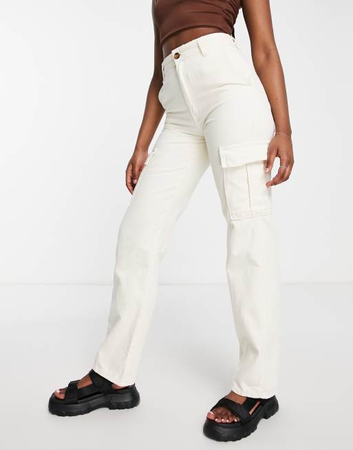 Stradivarius - Pantaloni cargo dritti écru
