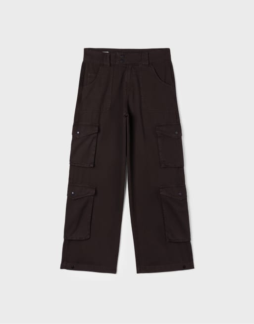 Stradivarius pantaloni cargo dritti marroni, 6 di 7
