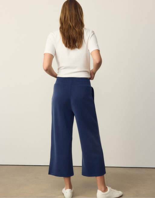 Stradivarius - Pantaloni culotte blu navy scuro morbidi al tatto, 4 di 4