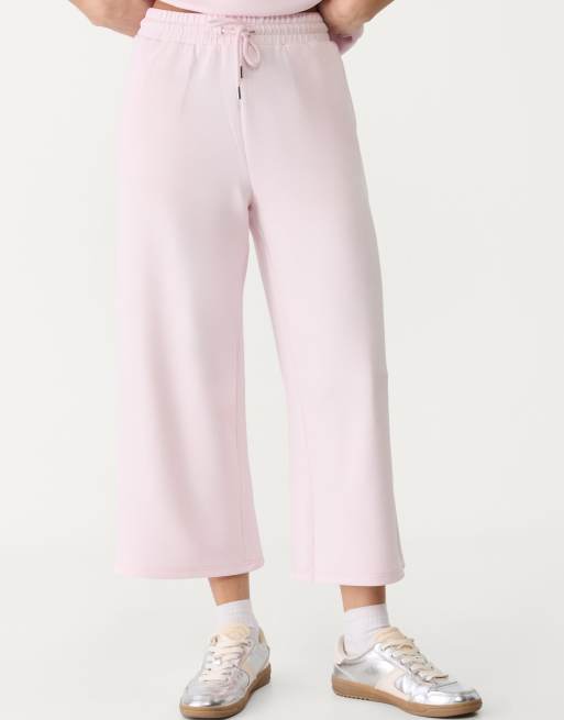 Stradivarius - Pantaloni culotte rosa pastello morbidi al tatto, 2 di 4