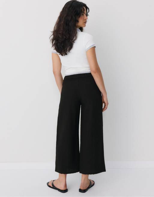 Stradivarius - Pantaloni culotte rustici neri, 3 di 4