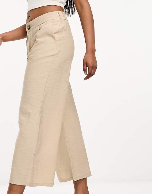 Stradivarius - Pantaloni culotte sartoriali color pietra