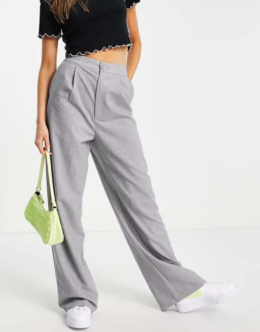 Stradivarius - Pantaloni dad comodi con fondo ampio, colore grigio, 1 di 4