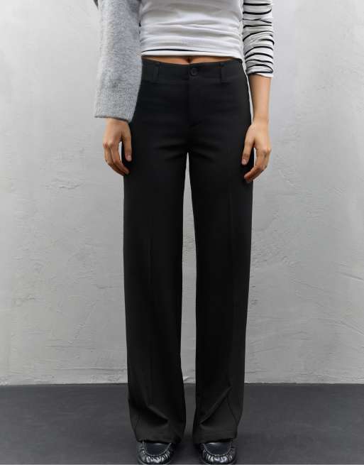Stradivarius - Pantaloni dritti eleganti slim neri, 2 di 4