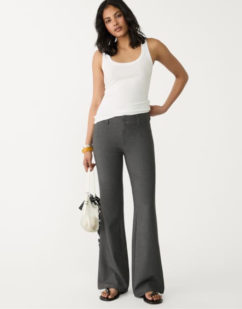 Stradivarius - Pantaloni eleganti a zampa grigio scuro - view 1
