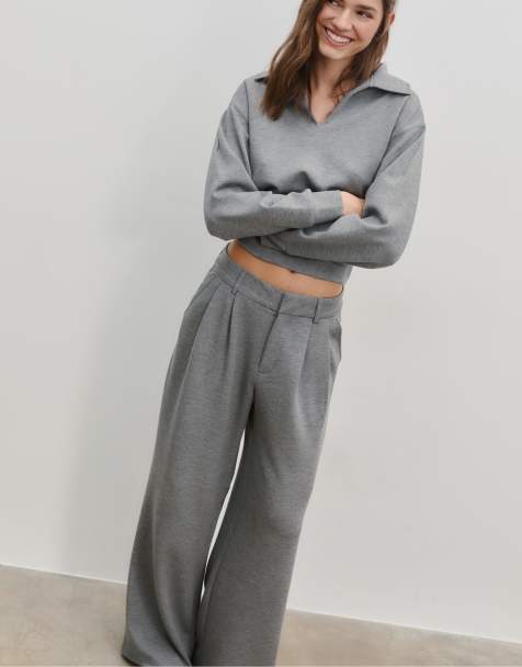 Stradivarius pantaloni eleganti soft-touch grigio scuro - view 1