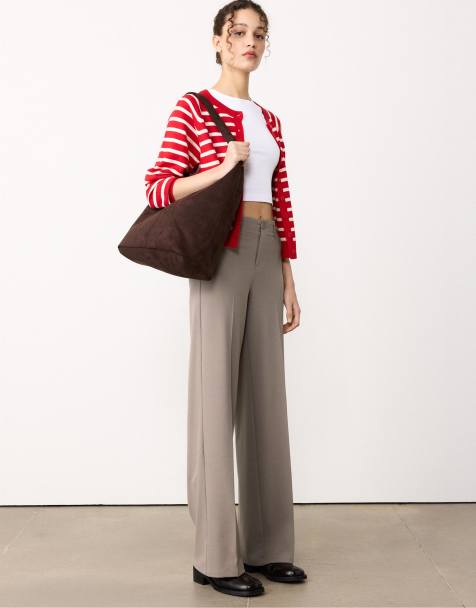 Stradivarius - Pantaloni formali a fondo ampio beige - view 1