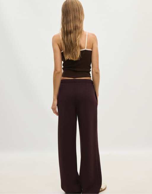 Stradivarius pantaloni jogger a gamba larga viola scuro, 2 di 6