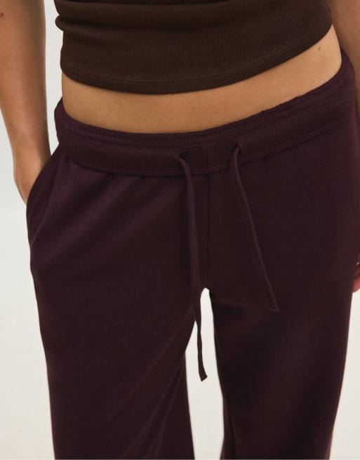 Stradivarius pantaloni jogger a gamba larga viola scuro, 4 di 6