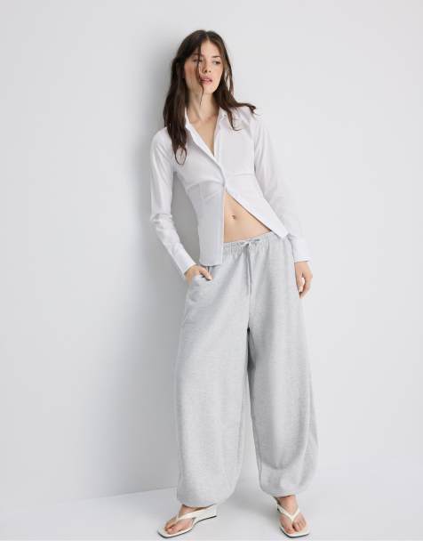 Stradivarius pantaloni jogger in pile con stopper grigio mélange - view 1