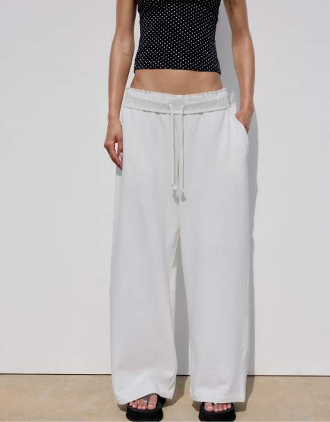 Stradivarius - Pantaloni joggers dritti écru effetto slavato - view 1