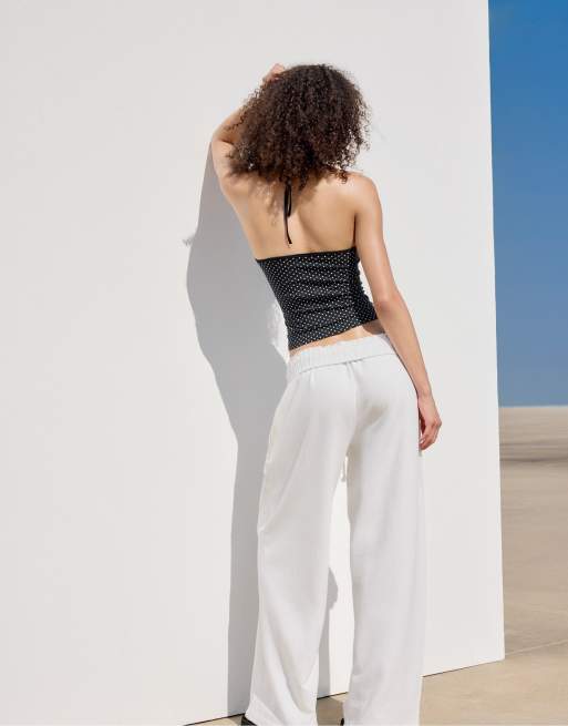 Stradivarius - Pantaloni joggers dritti écru effetto slavato, 3 di 4