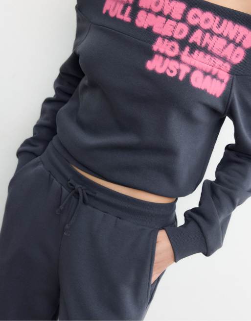 Stradivarius - Pantaloni joggers larghi grigio scuro, 4 di 4