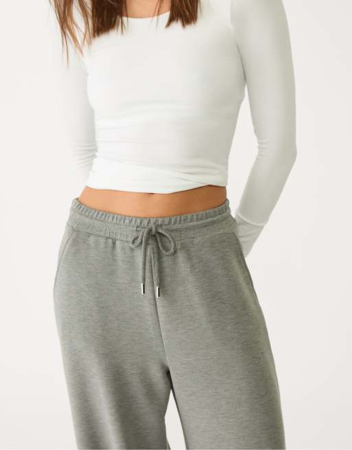 Stradivarius pantaloni palazzo soft touch grigio scuro, 3 di 4