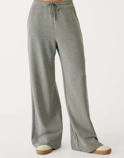 Stradivarius pantaloni palazzo soft touch grigio scuro, 4 di 4