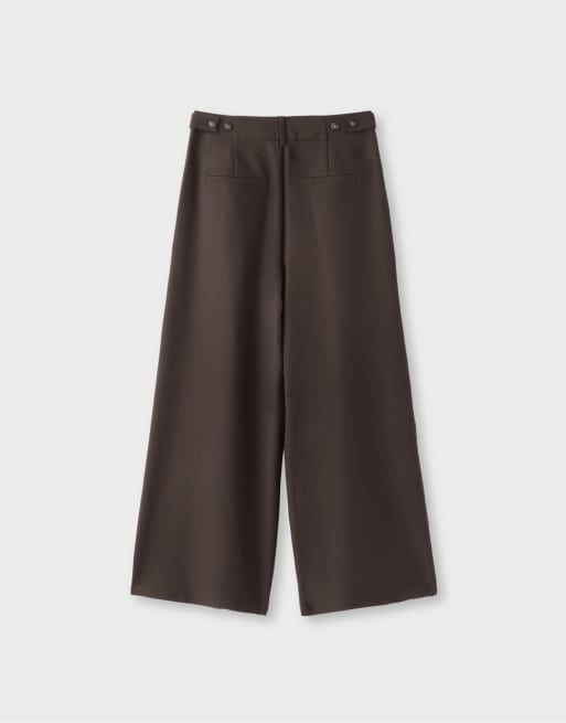 Stradivarius - Pantaloni regolabili a fondo super ampio marroni, 7 di 7
