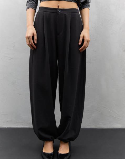 Stradivarius - Pantaloni sarouel eleganti neri - view 1