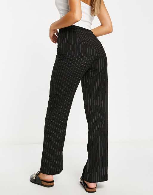 Stradivarius - Pantaloni sartoriali dritti neri gessati anni '90 , 2 di 4