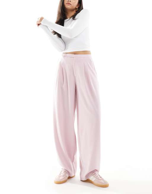Stradivarius - Pantaloni sartoriali rosa a palloncino