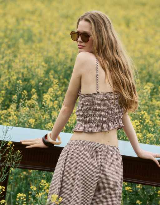 Stradivarius - Pantaloni voluminosi in popeline color terracotta, 3 di 7