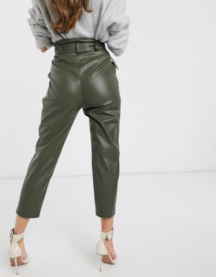 khaki leather pants