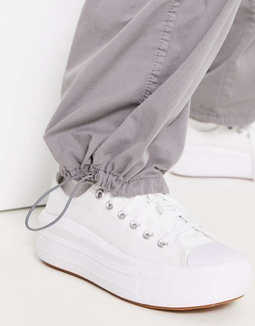 Stradivarius parachute pants in light gray