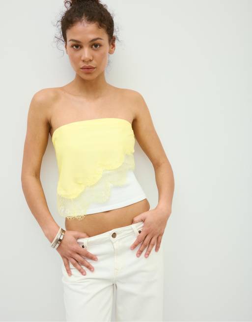 Stradivarius - Pareo in pizzo color oro