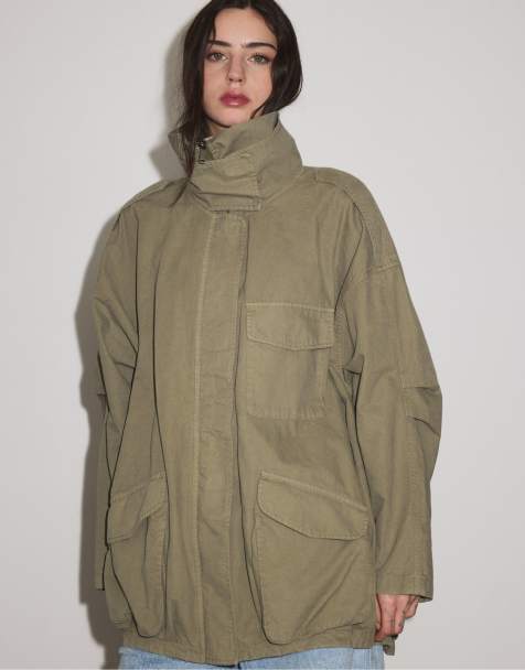 Stradivarius parka oversize avec poches kaki - view 1