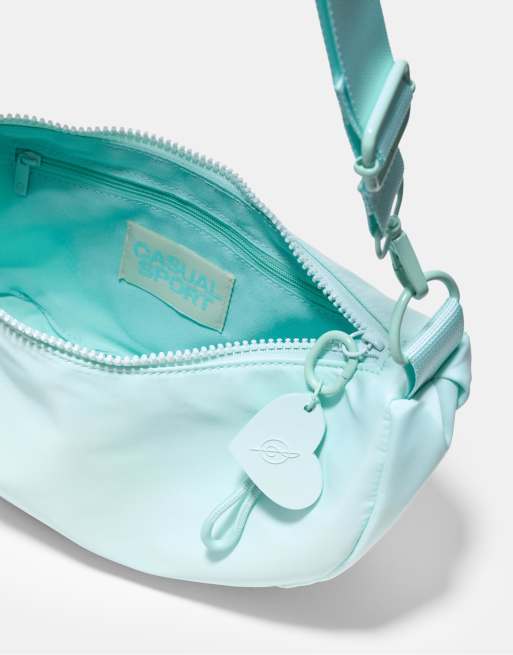 Stradivarius - Pastelgrøn crossbody-taske i stof med måneform, 3 af 4