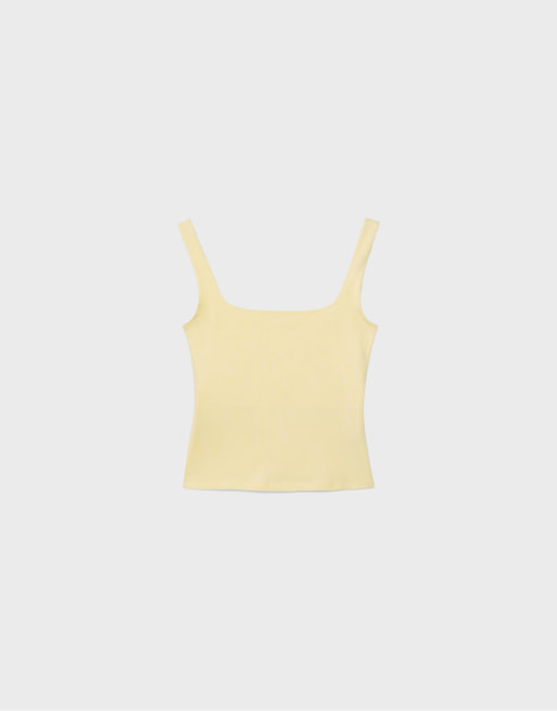 Stradivarius - Pastelgul tanktop med firkantet halsudskæring, 6 af 7