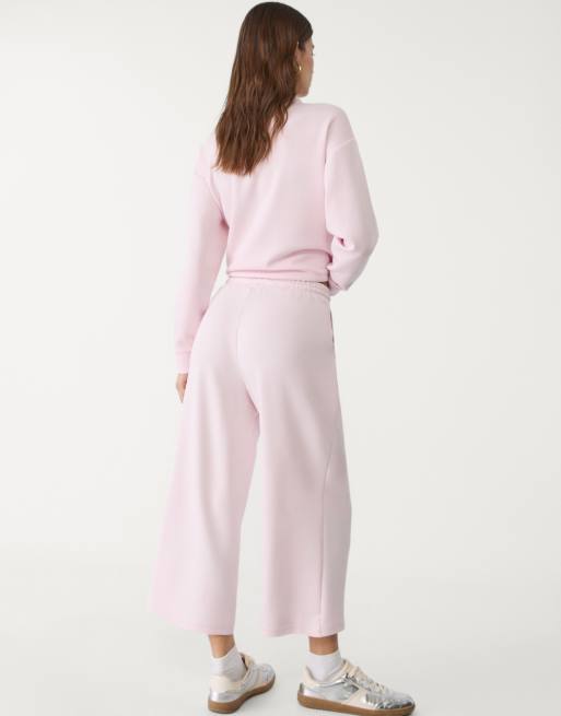 Stradivarius – Pastellrosa, mjuka culotte-byxor, 3 av 4