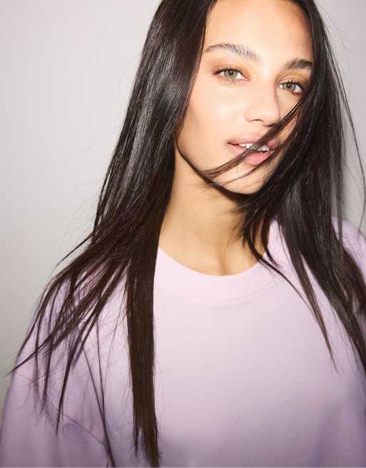 Stradivarius - Pastellyserød oversized T-shirt med korte ærmer, 4 af 4