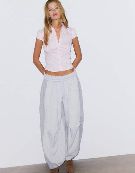 Stradivarius - Pastellyserød skjorte med korte ærmer og indsyede detaljer - view 1